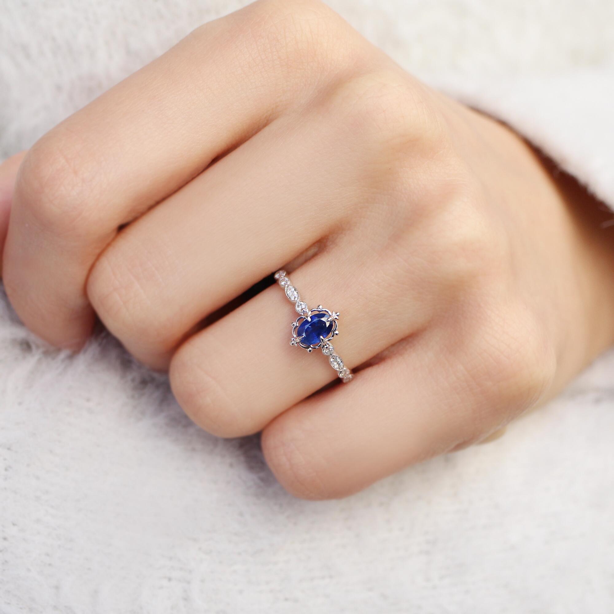 Vintage Aria Safir & Pırlanta Yüzük