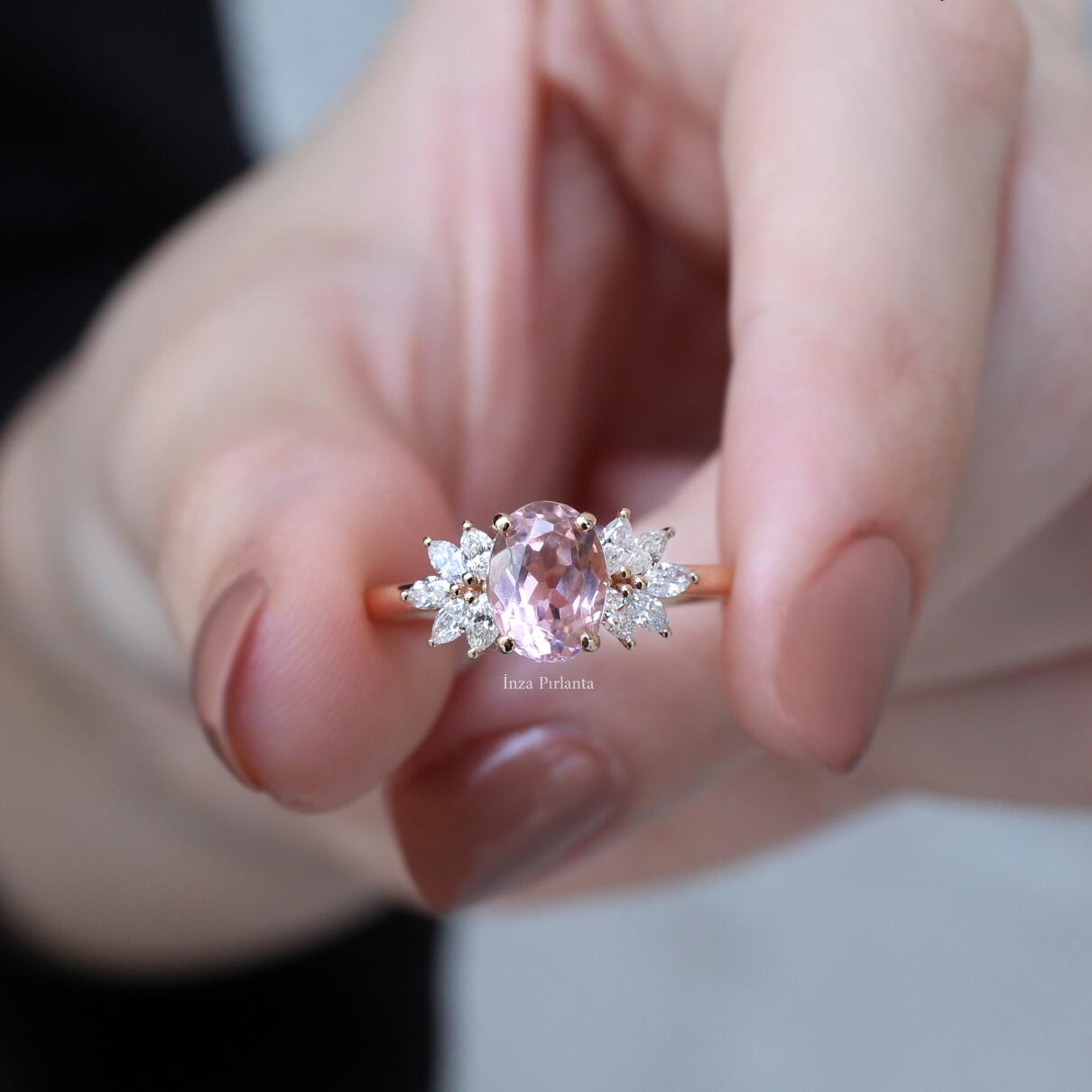 Vintage Arte Morganite & Pırlanta Yüzük