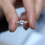 Vintage Beyaz Topaz Prenses & Pırlanta Yüzük