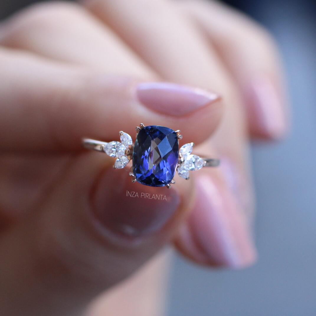 Vintage Lotus Coated Topaz & Pırlanta Yüzük