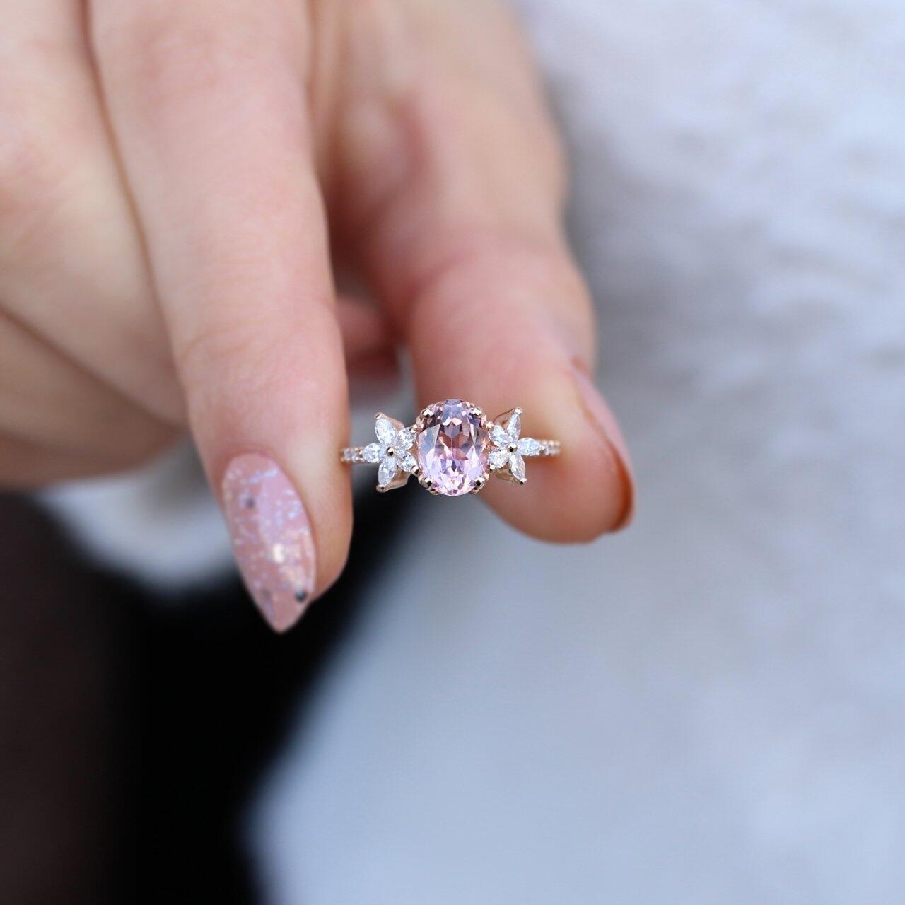 Vintage Daisy Morganite & Pırlanta Yüzük