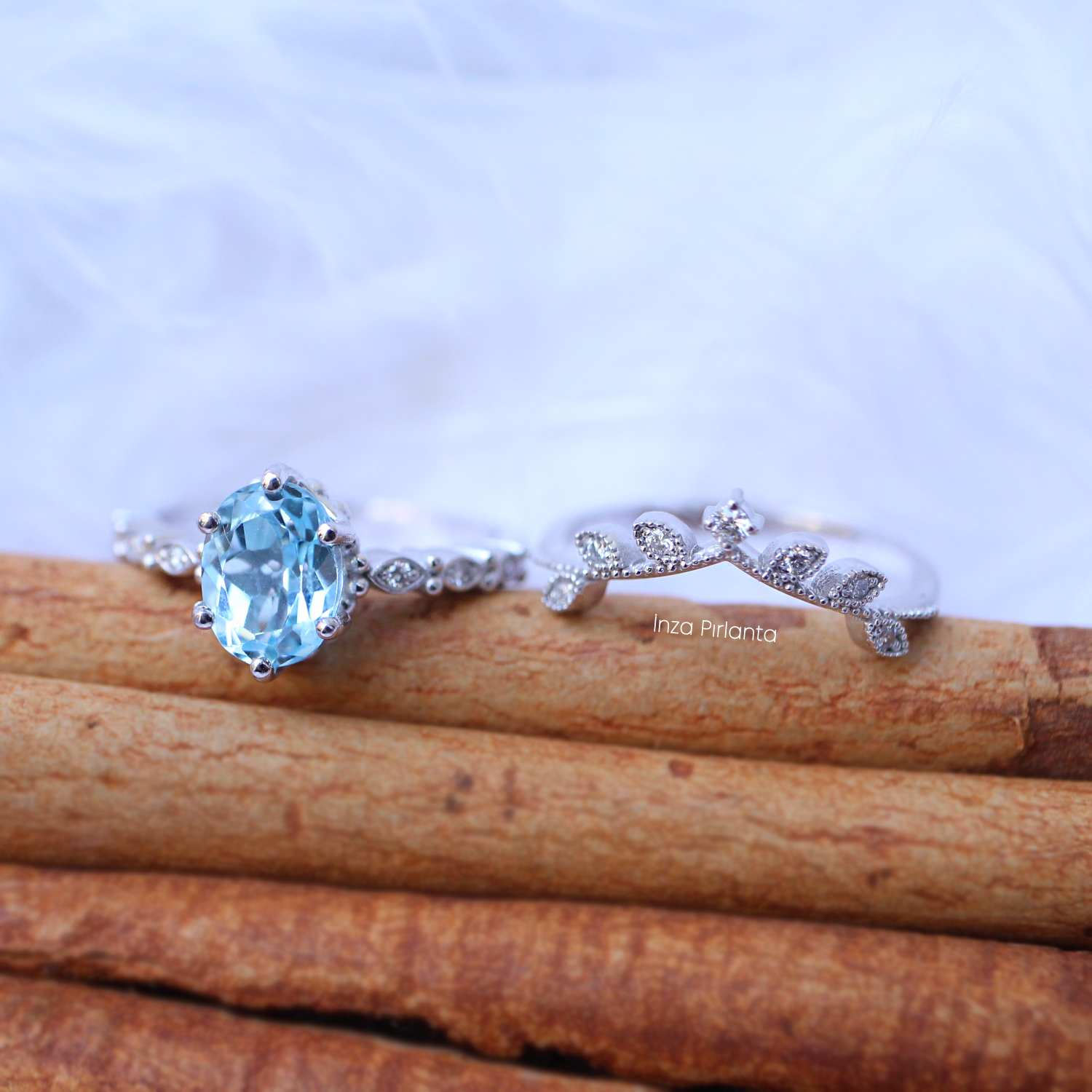 Vintage Dal & Aquamarine Pırlanta Yüzük