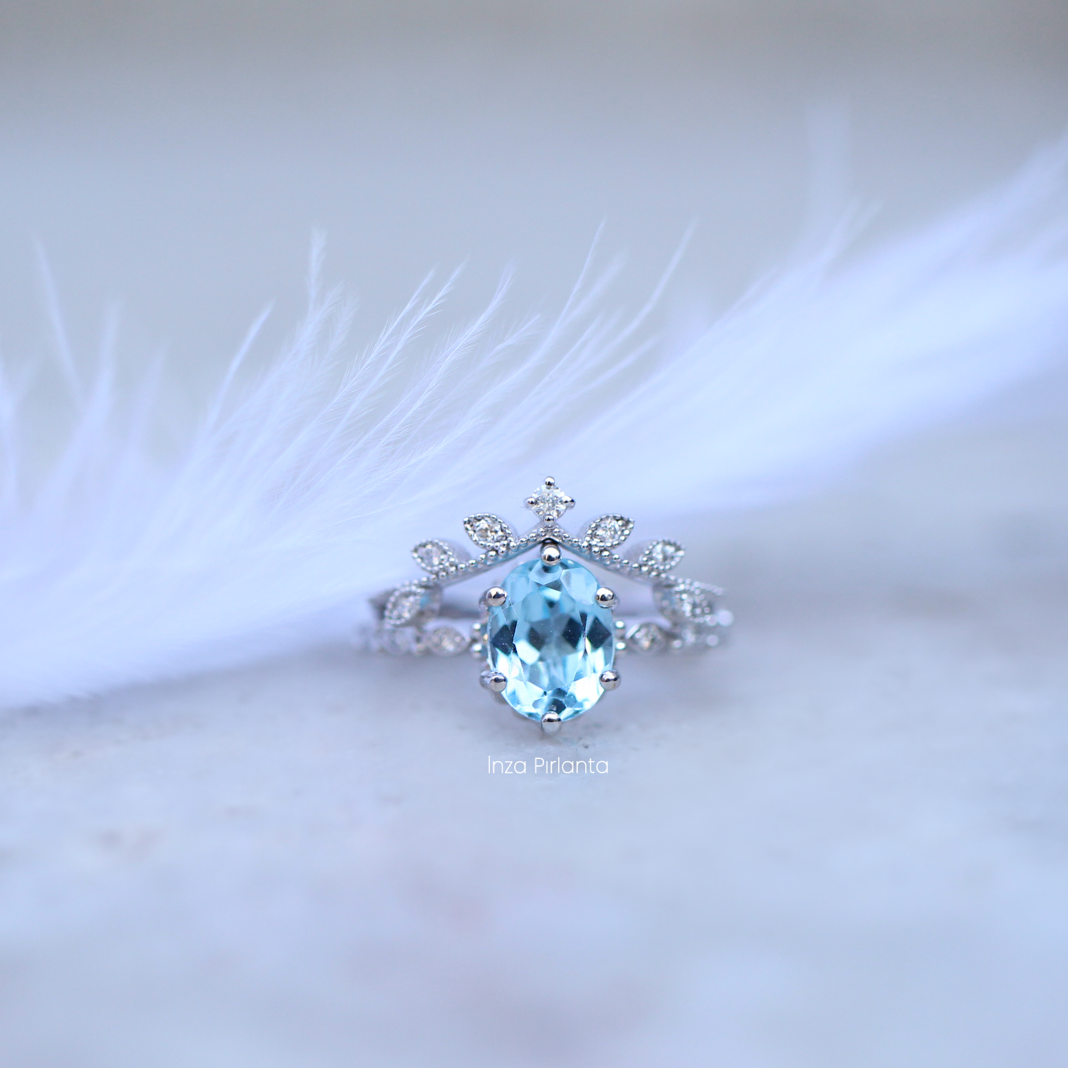 Vintage Dal & Aquamarine Pırlanta Yüzük