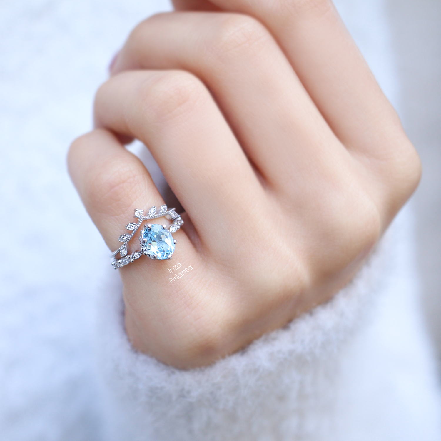 Vintage Dal & Aquamarine Pırlanta Yüzük