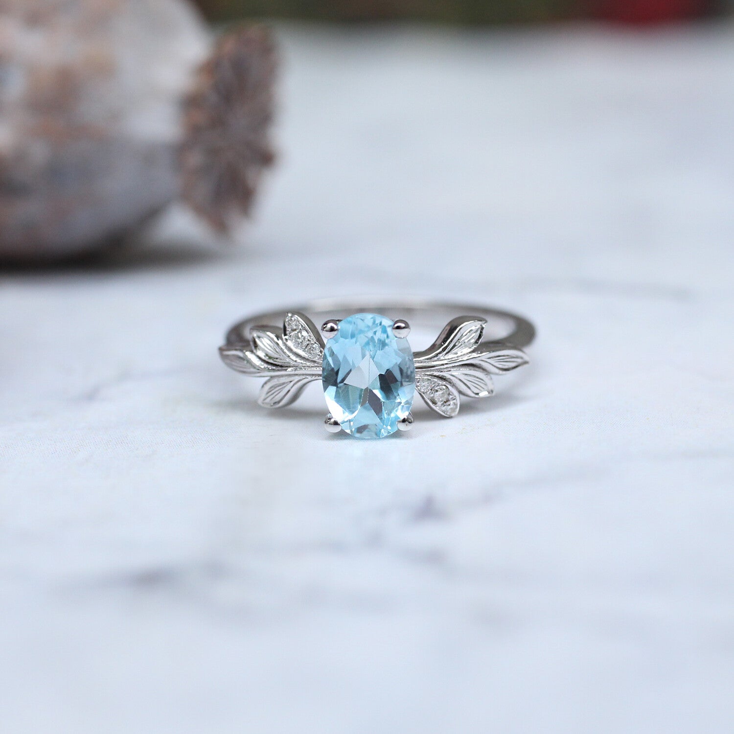 Vintage Dal Aquamarine & Pırlanta Yüzük