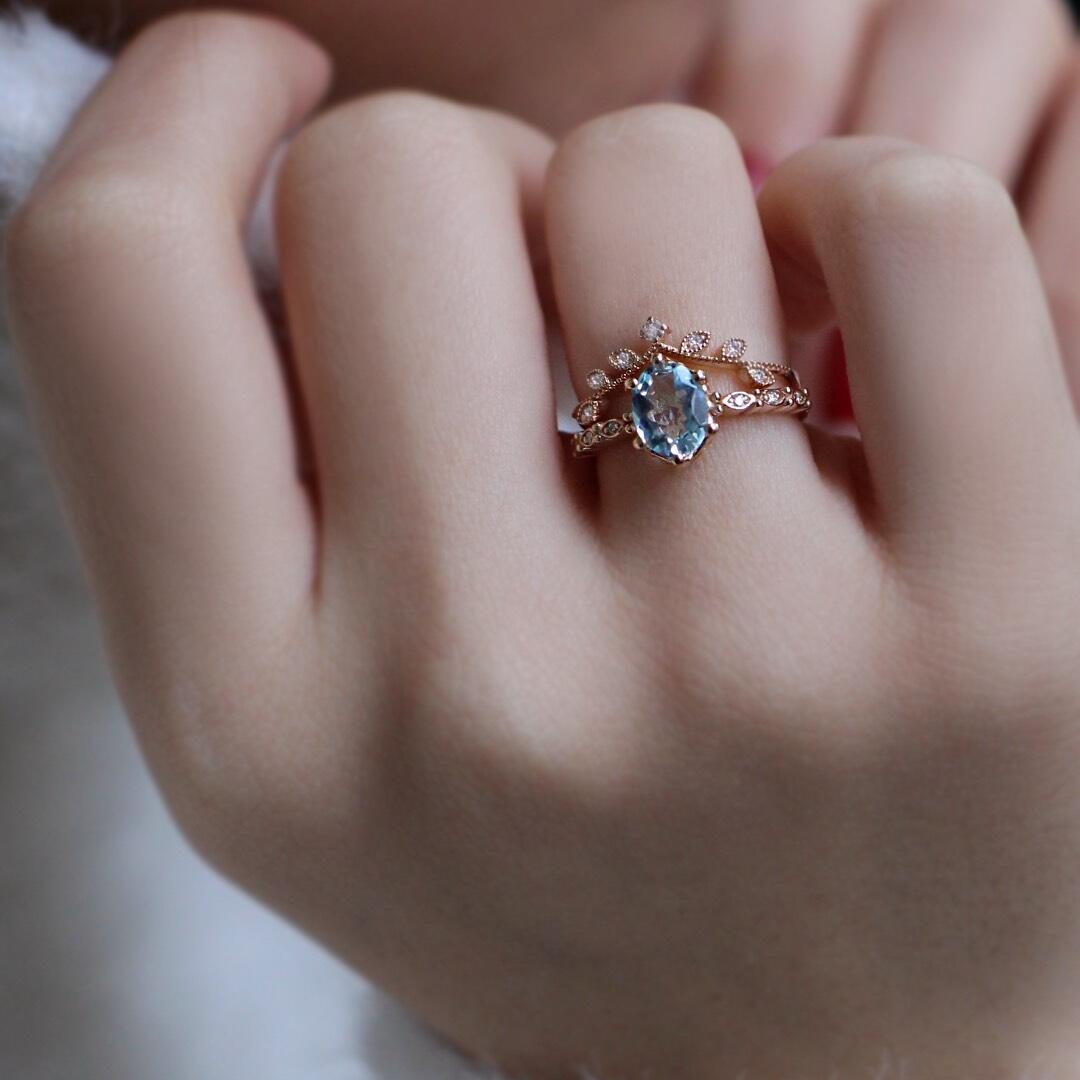 Vintage Dal & Aquamarine Pırlanta Yüzük