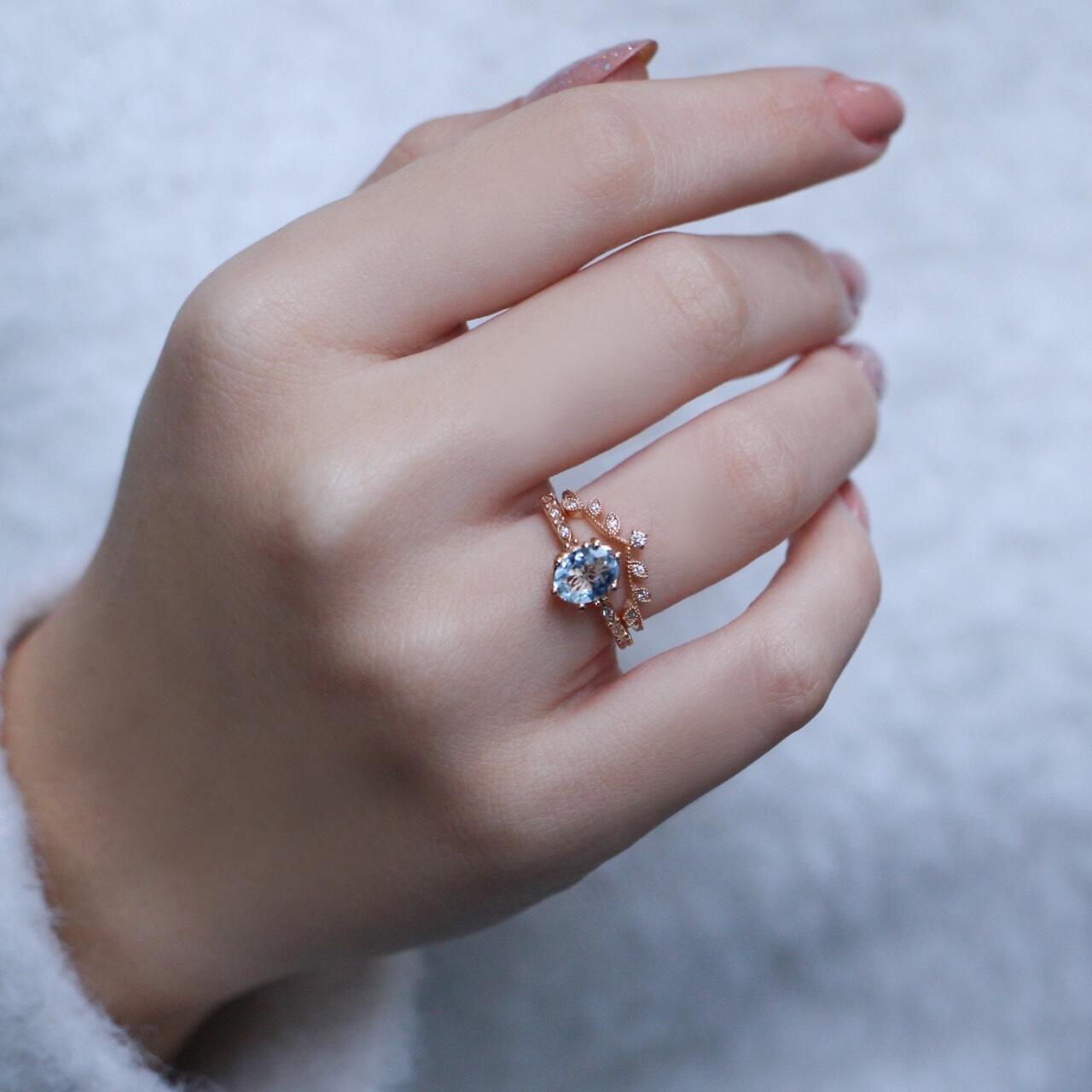 Vintage Dal & Aquamarine Pırlanta Yüzük