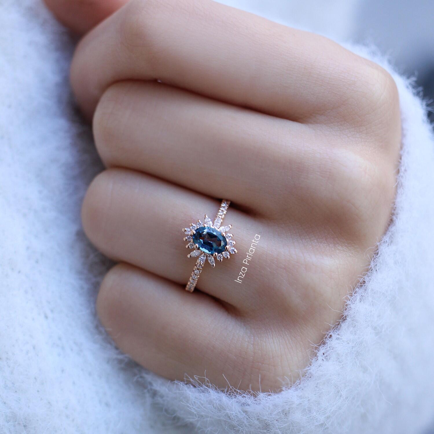 Vintage Hera London Blue & Pırlanta Yüzük