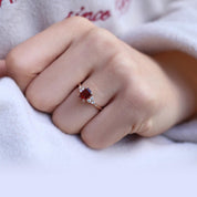 Vintage Lily Garnet & Pırlanta Yüzük