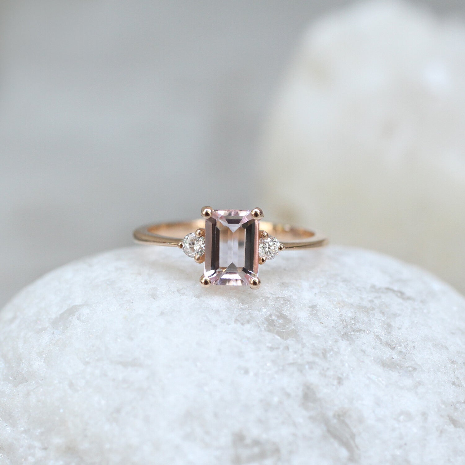 Vintage Lily Morganite & Pırlanta Yüzük