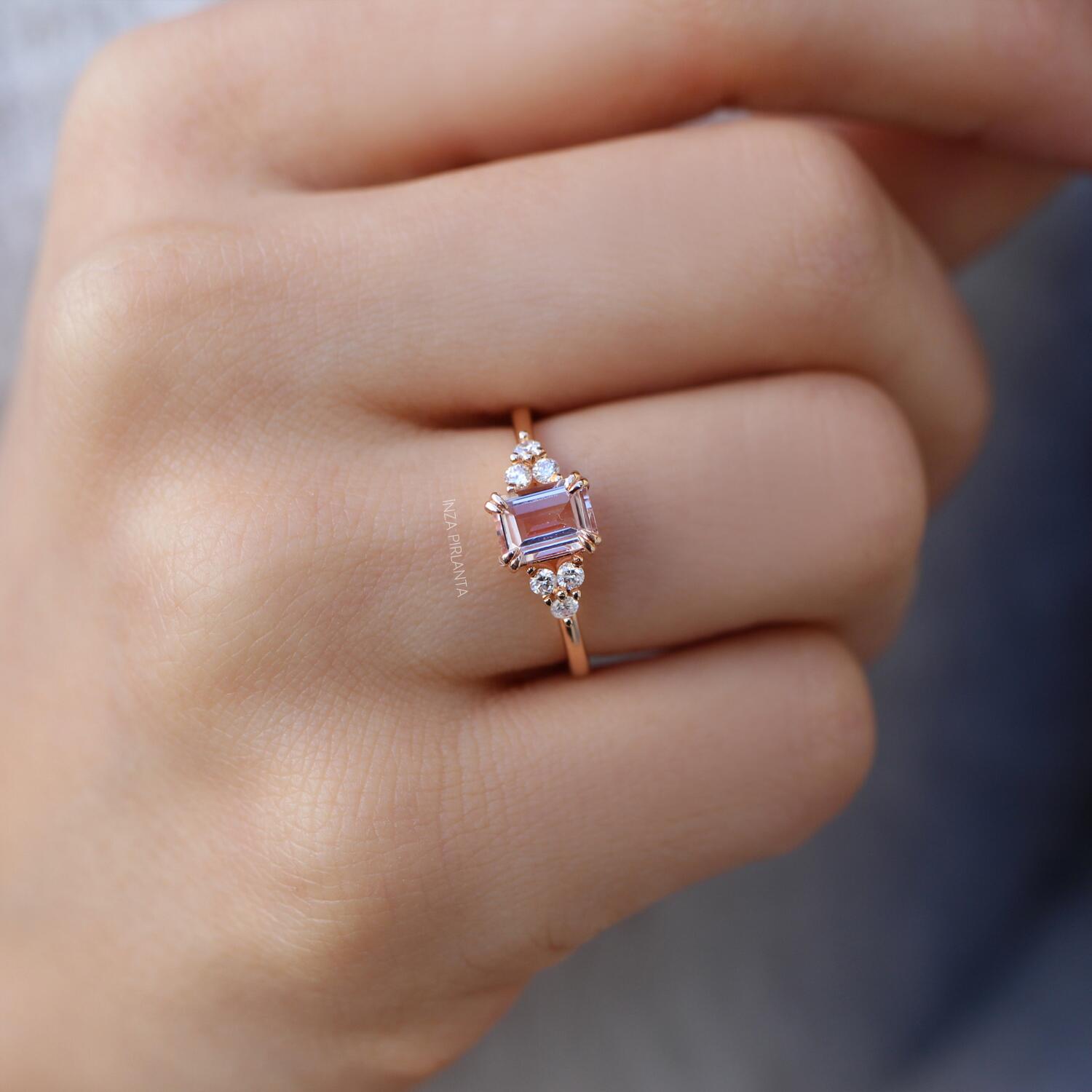 Vintage Lily Morganite & Pırlanta Yüzük