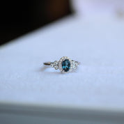 Vintage London Blue & Pırlanta Yüzük