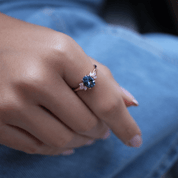 Vintage Lotus Blue Topaz & Pırlanta Yüzük