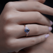 Vintage Lotus Blue Topaz & Pırlanta Yüzük