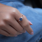 Vintage Lotus Blue Topaz & Pırlanta Yüzük