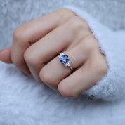 Vintage Lotus Blue Topaz & Pırlanta Yüzük