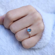 Vintage Mini Lotus London Blue & Pırlanta Yüzük