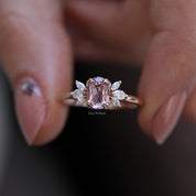 Vintage Mini Lotus Morganite & Pırlanta Yüzük