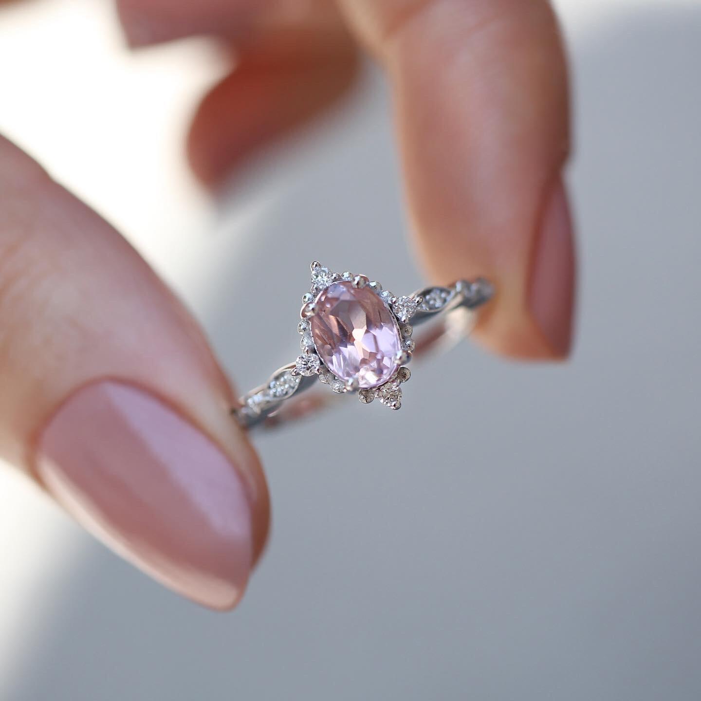 Vintage Mini Selius Morganite & Pırlanta Yüzük