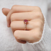 Vintage Mini Selius Yakut & Pırlanta Yüzük