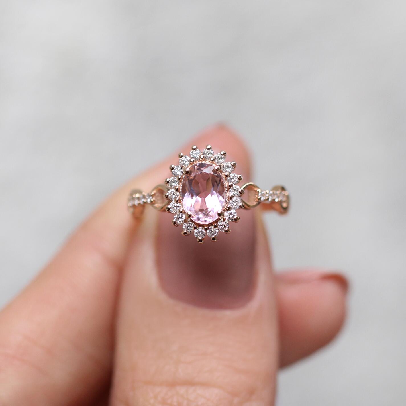 Vintage Morganite & Pırlanta Yüzük