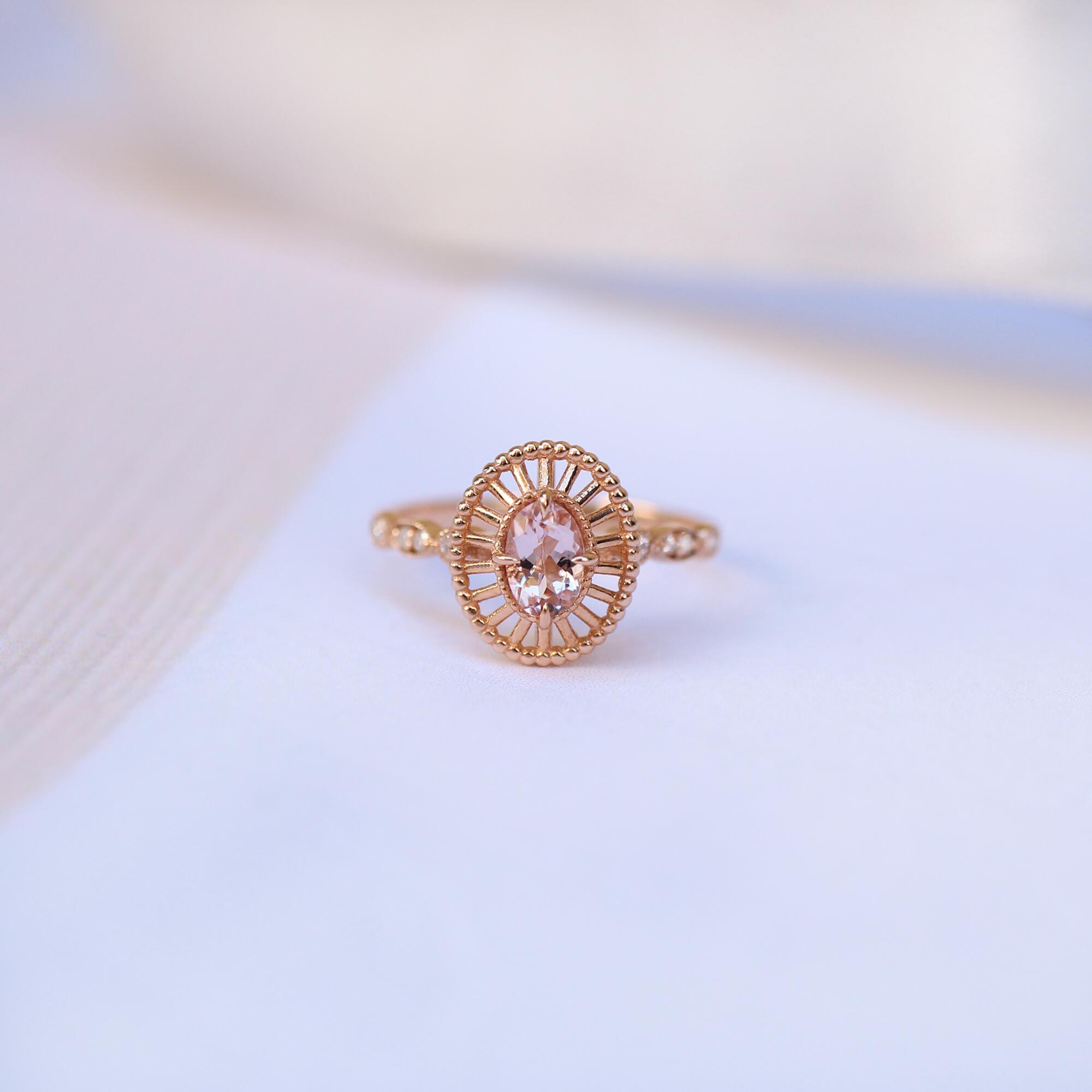 Vintage Morganite & Pırlanta Yüzük