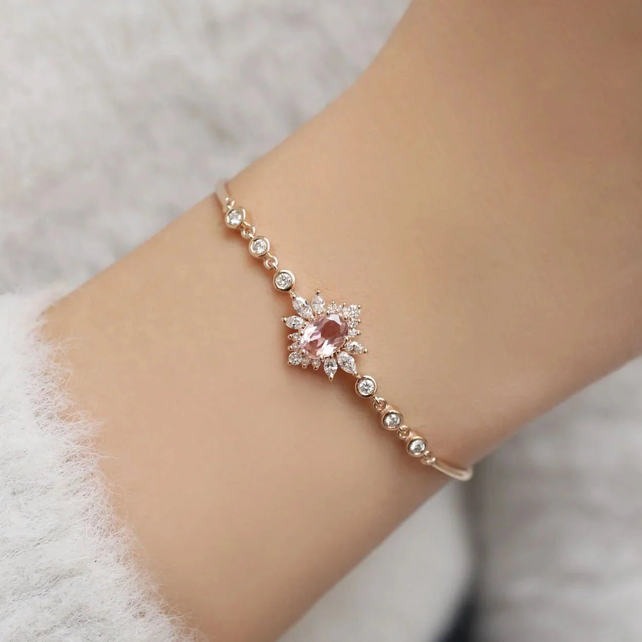 Vintage Özel Tasarım Artemis Morganite & Pırlanta Bileklik