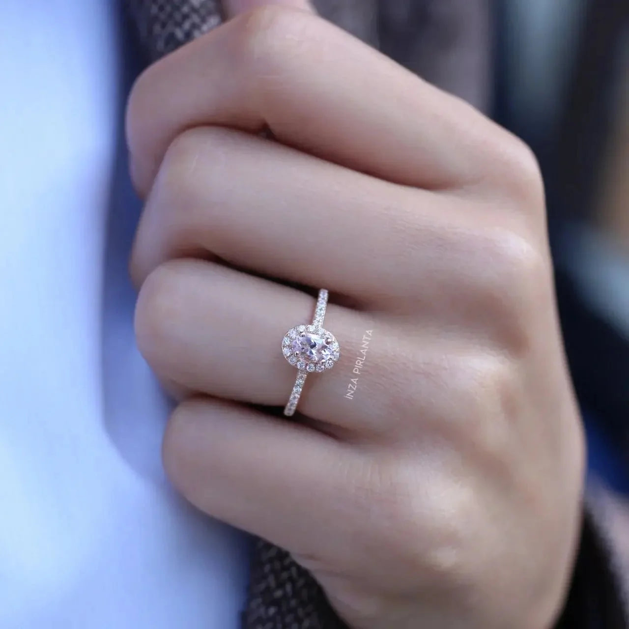 Vintage Oval Morganite & Pırlanta Tektaş Yüzük