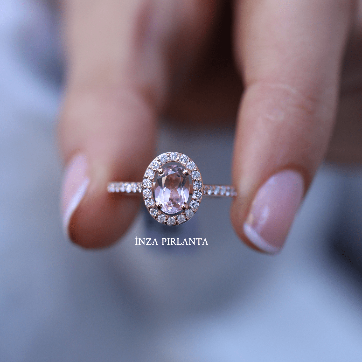 Vintage Oval Morganite & Pırlanta Yüzük
