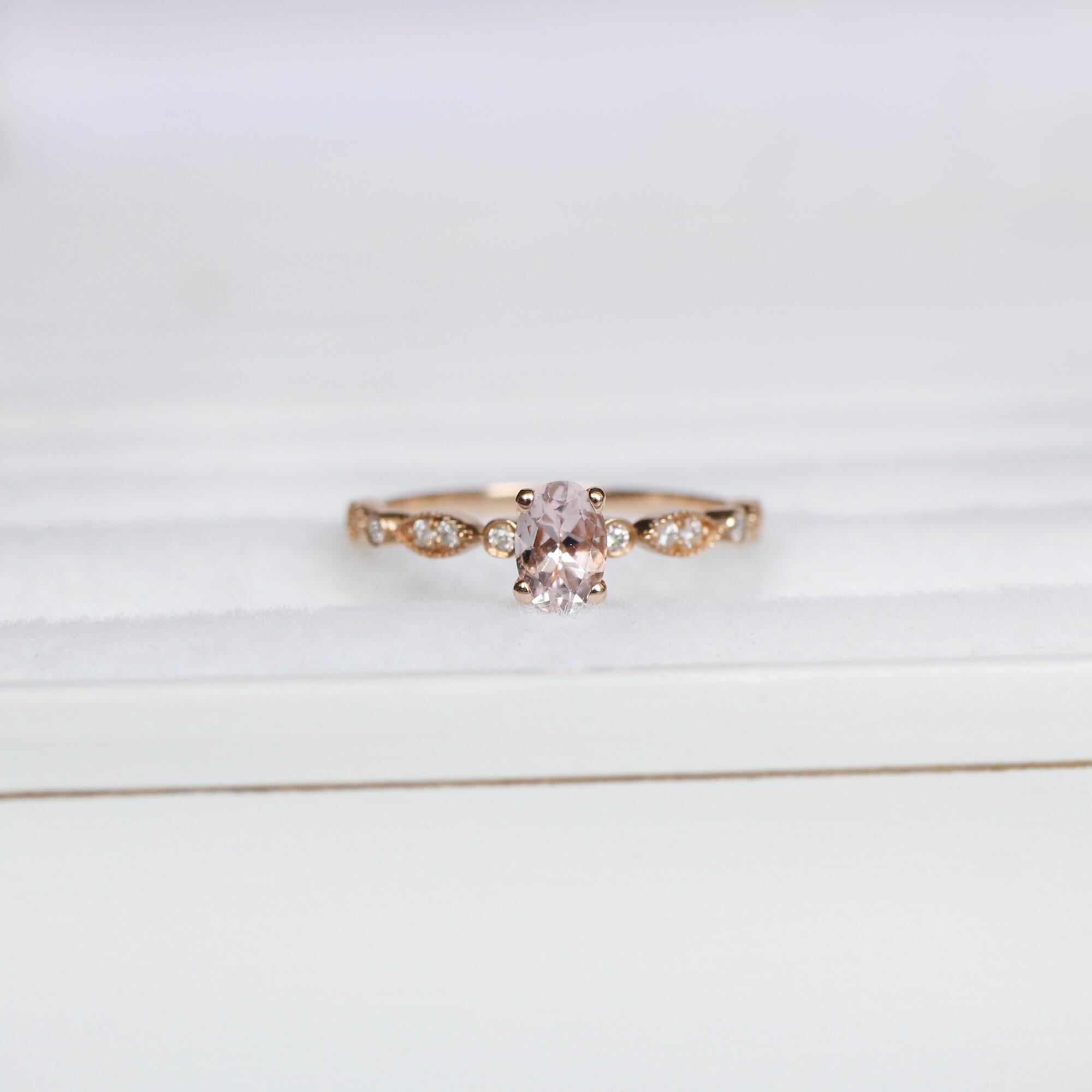 Vintage Özel Tasarım Morganite & Pırlanta Yüzük