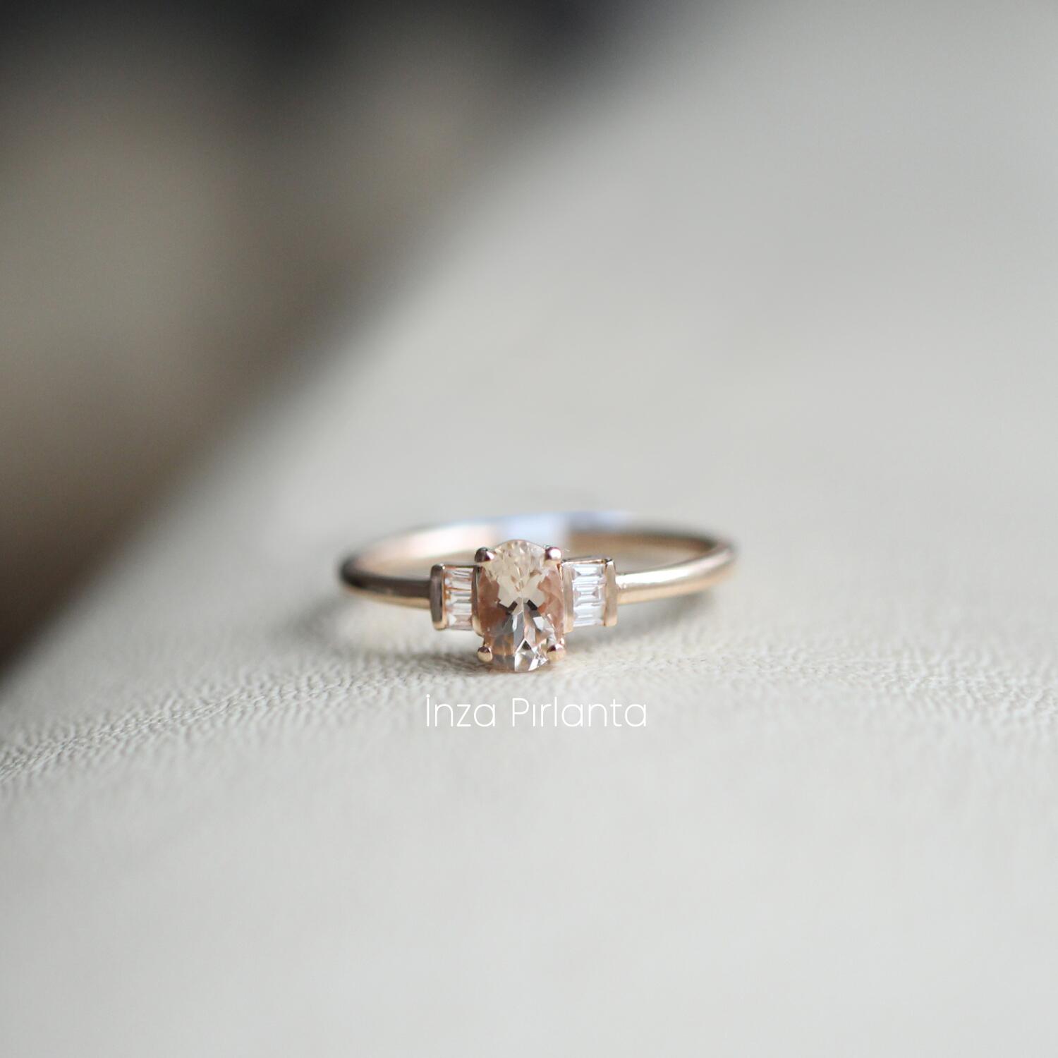 Vintage Özel Tasarım Morganite Yüzük