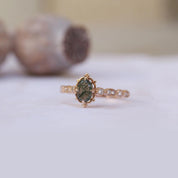 Vintage Özel Tasarım Moss Agate & Pırlanta Yüzük