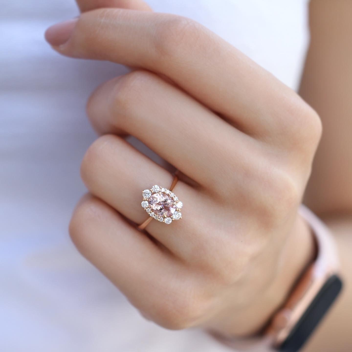 Vintage Özel Tasarım Morganite & Pırlanta Yüzük