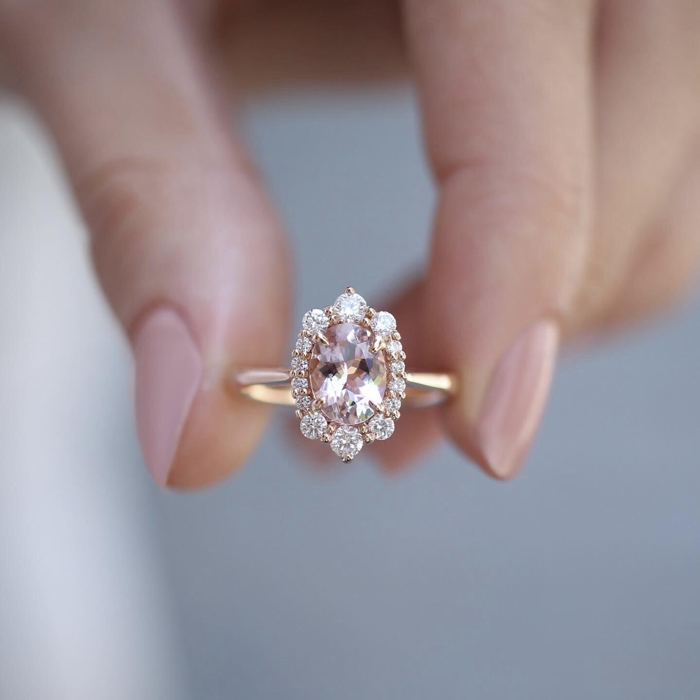 Vintage Özel Tasarım Morganite & Pırlanta Yüzük