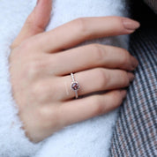 Vintage Pembe Turmalin & Pırlanta Tektaş Yüzük