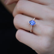 Vintage Selius Büyük Boy Blue Topaz & Pırlanta Yüzük