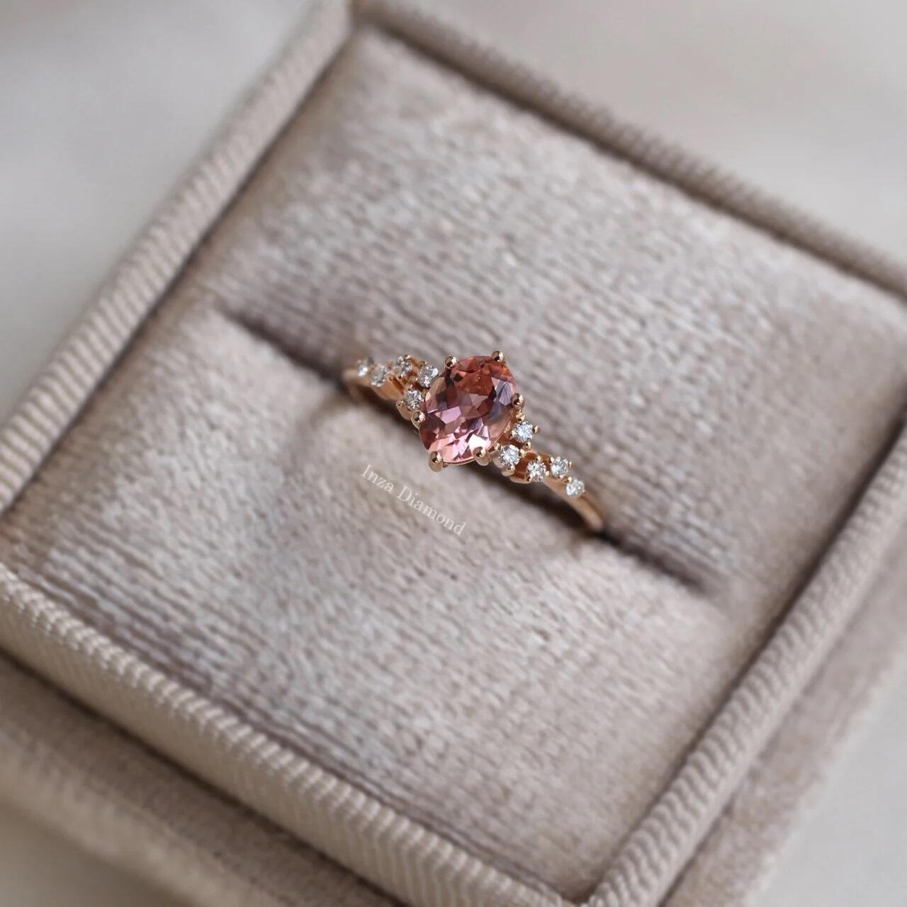 Vintage Tasarım Asimetri Pırlanta & Turmalin Yüzük