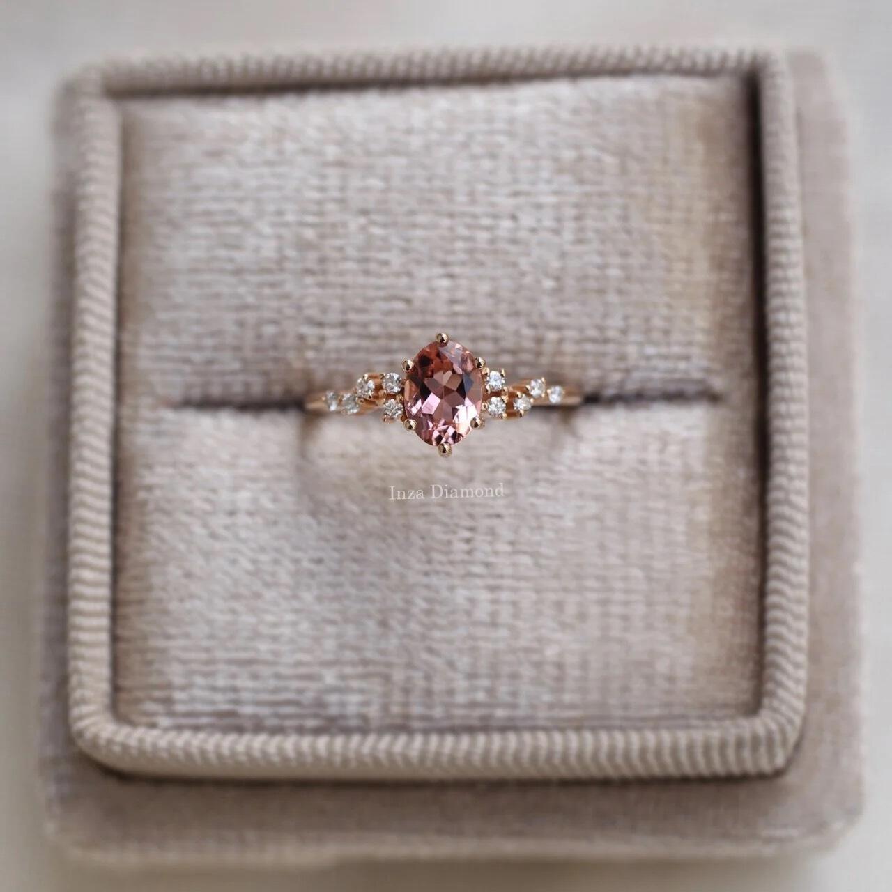 Vintage Tasarım Asimetri Pırlanta & Turmalin Yüzük