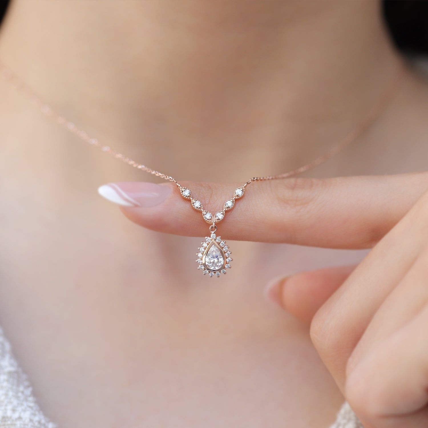 Vintage Tasarım Damla Beyaz Topaz & Pırlanta Set