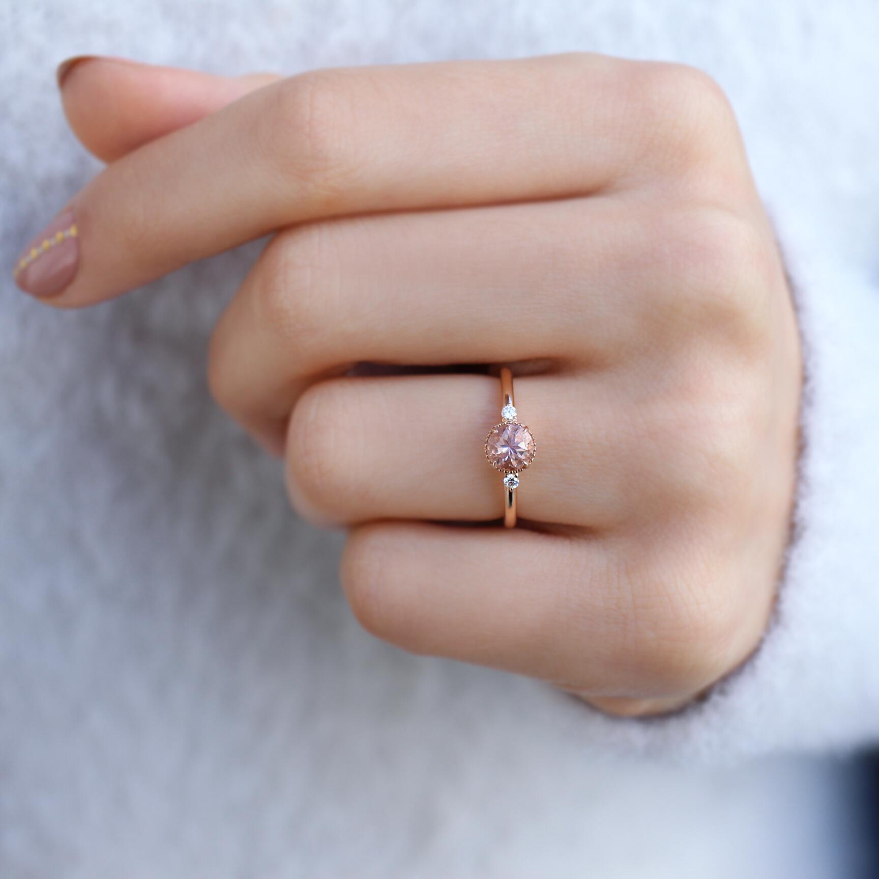 Vintage Tasarım Morganite & Pırlanta Yüzük