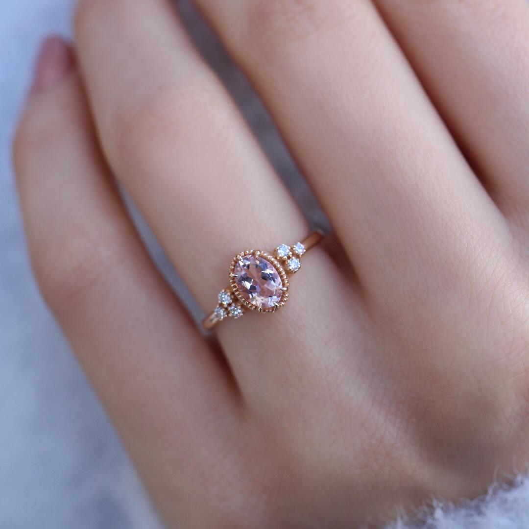 Vintage Tasarım Morganite & Pırlanta Yüzük