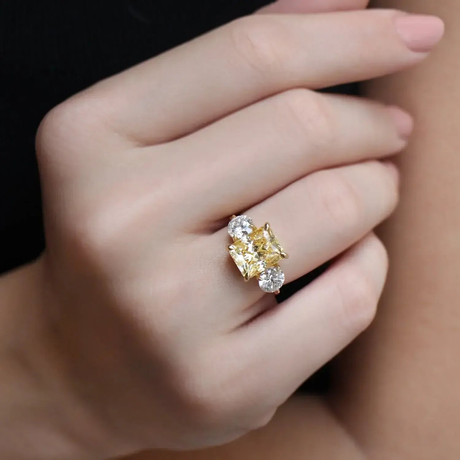 Vintage Tasarım Sitrin & Pırlanta Yüzük