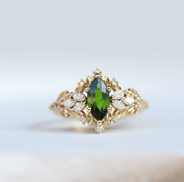 Vintage Vera Pırlanta & Yeşil Topaz Yüzük