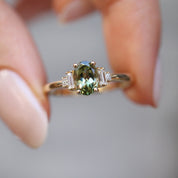 Vintage Yeşil Turmalin & Pırlanta Yüzük