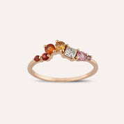 Violet Multicolor Safir ve Pırlanta Taşlı Rose Altın Yüzük