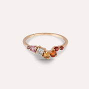 Violet Multicolor Safir ve Pırlanta Taşlı Rose Altın Yüzük
