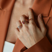 Violet Multicolor Safir ve Pırlanta Taşlı Rose Altın Yüzük