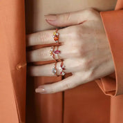 Violet Multicolor Safir ve Pırlanta Taşlı Rose Altın Yüzük