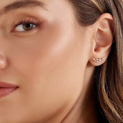 Viora Baget Kesim Pırlanta Taşlı Rose Altın Küpe