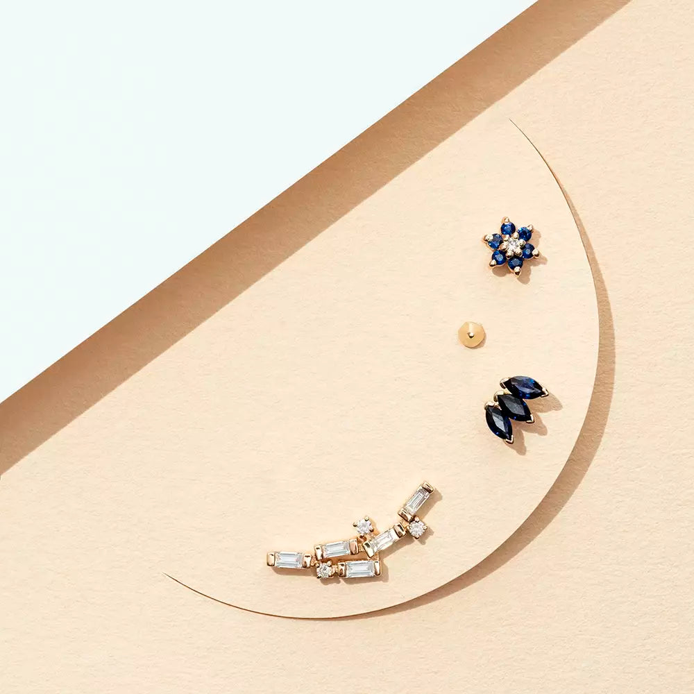 Viora Baget Kesim Pırlanta Taşlı Rose Altın Küpe